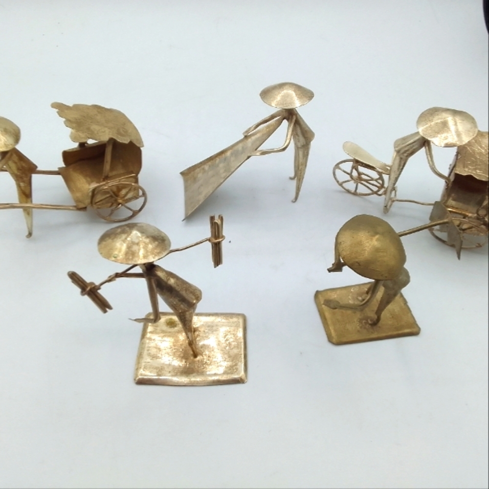 5 Asian Tin Figurines